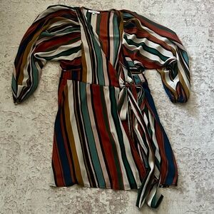 About Town Wrap Dress In Multi Color Stripes